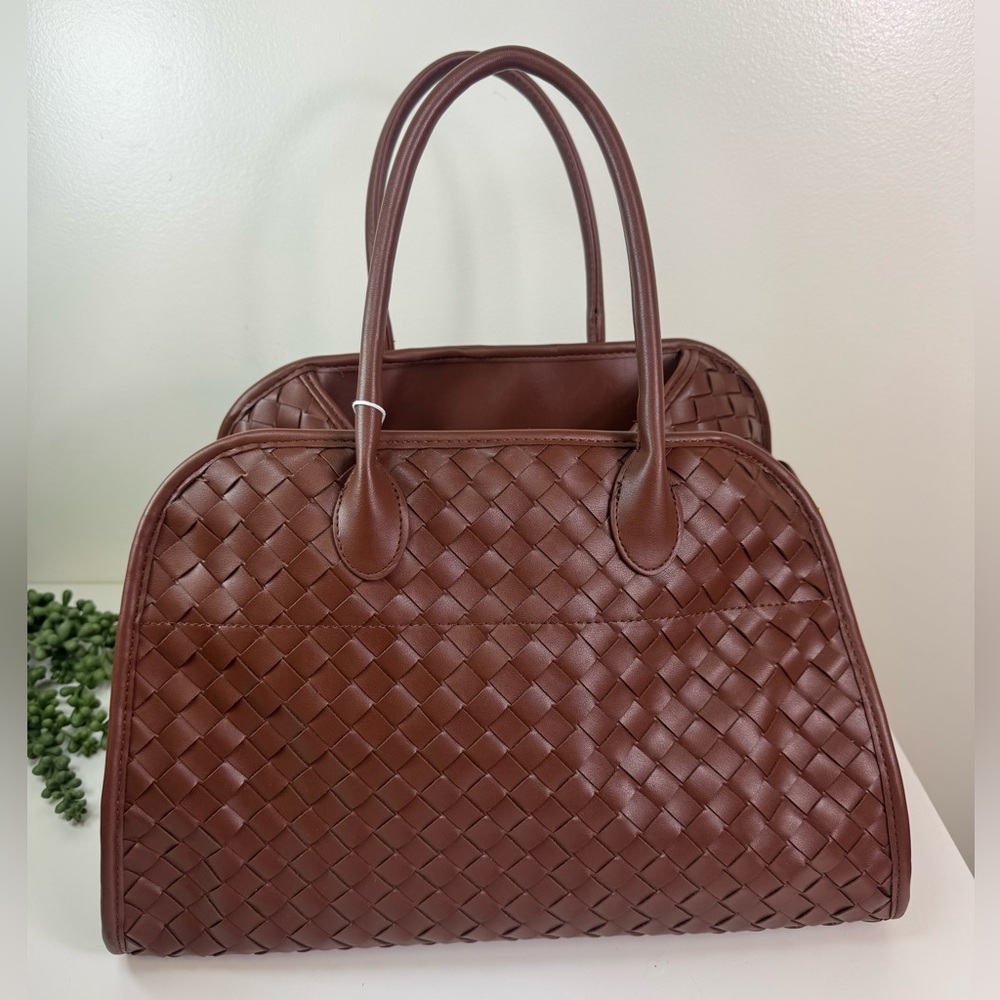 Urban Expressions Rhonda Woven Top Handle Bag in Chocolate Brown NWT - Picture 2 of 10